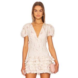 LOVESHACKFANCY Radia Smocked Cotton Mini Dress